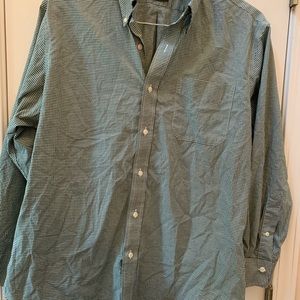 R Lauren 16 32/33 L green wht button down shirt!
